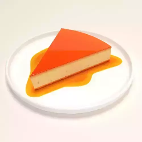 Creme Caramel Dessert Low Poly