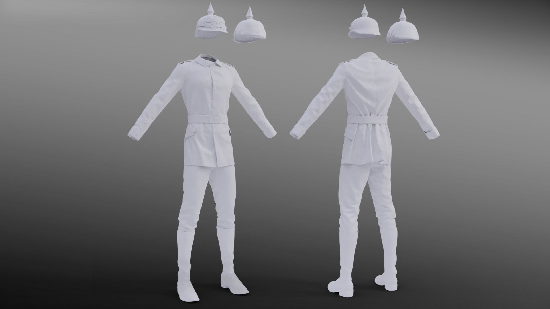 German WW1 Uniform Low-poly 3D model_13
