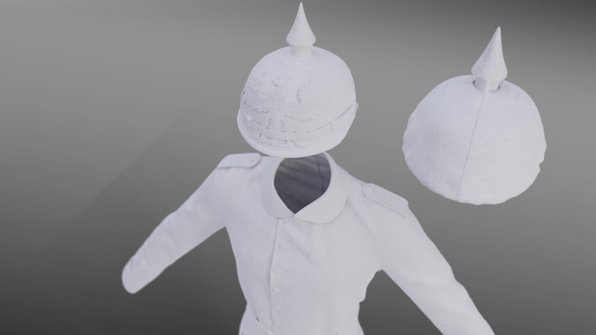 German WW1 Uniform Low-poly 3D model_16