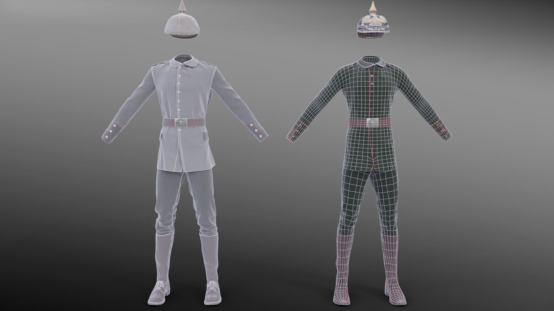 German WW1 Uniform Low-poly 3D model_20