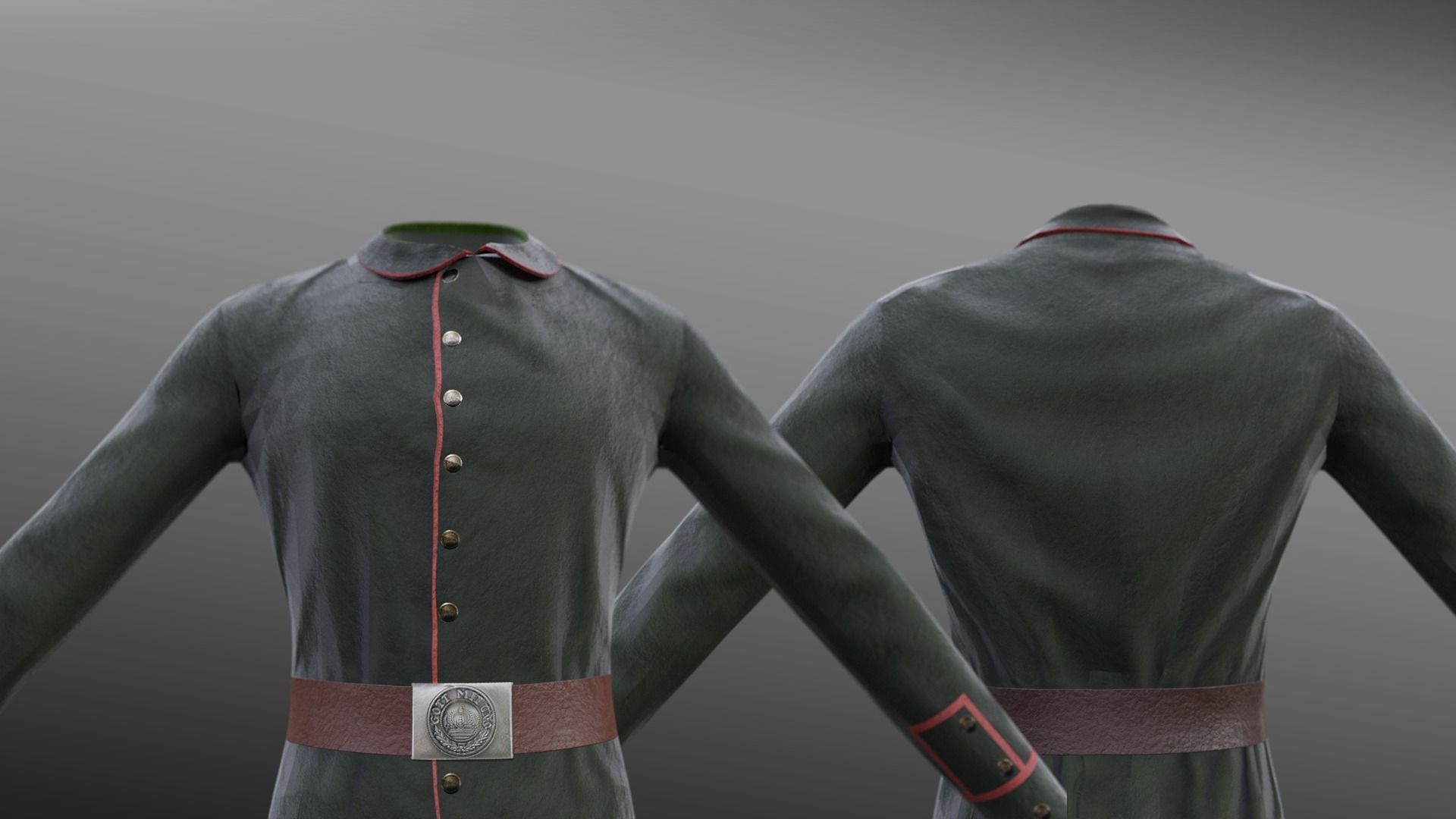 German WW1 Uniform Low-poly 3D model_12