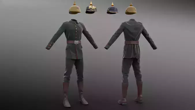 German WW1 Uniform Low-poly 3D model