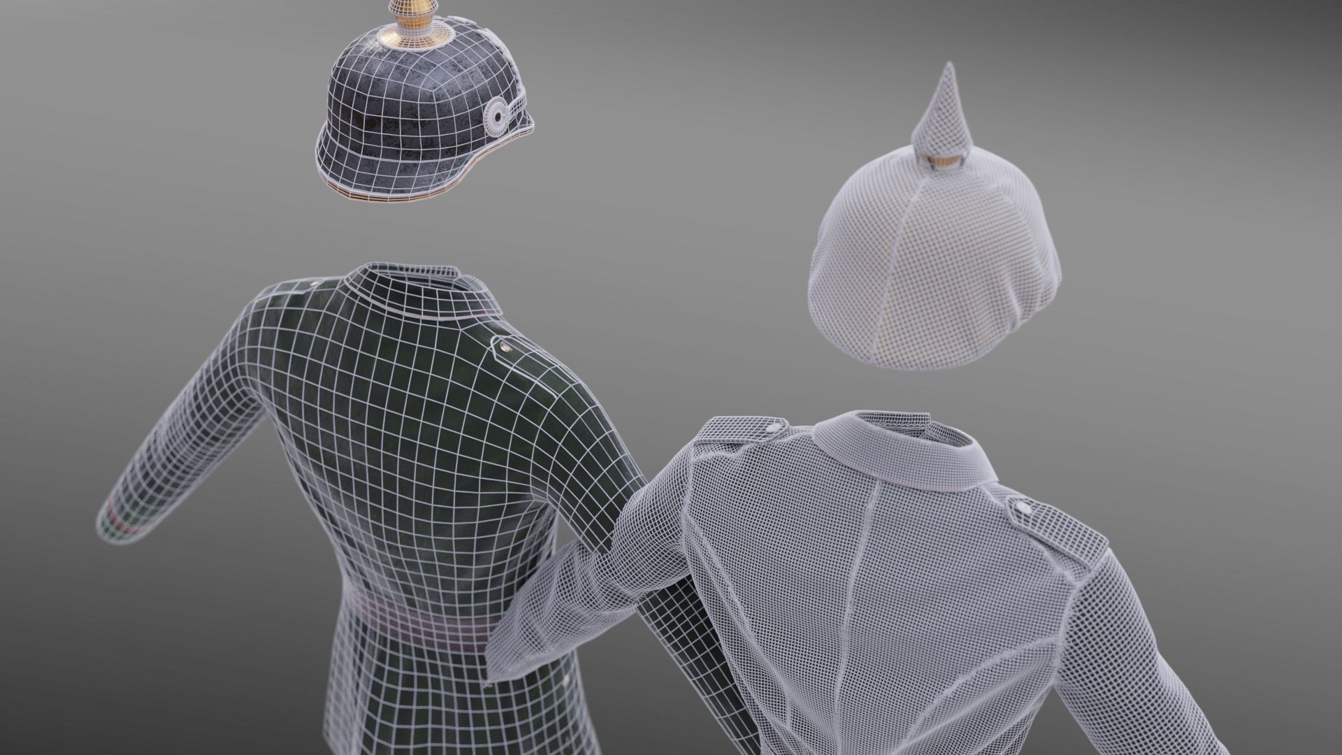German WW1 Uniform Low-poly 3D model_21