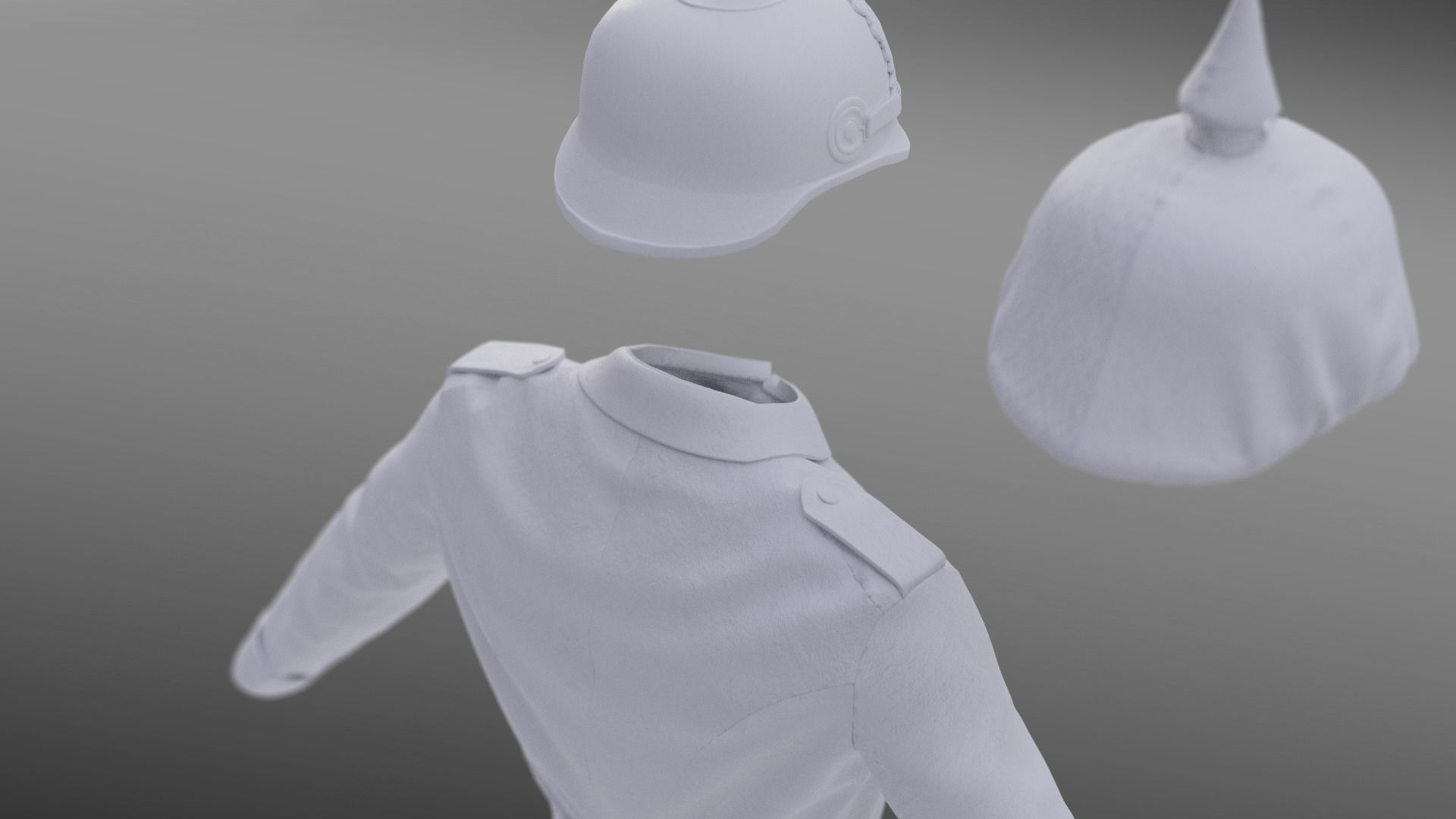German WW1 Uniform Low-poly 3D model_17