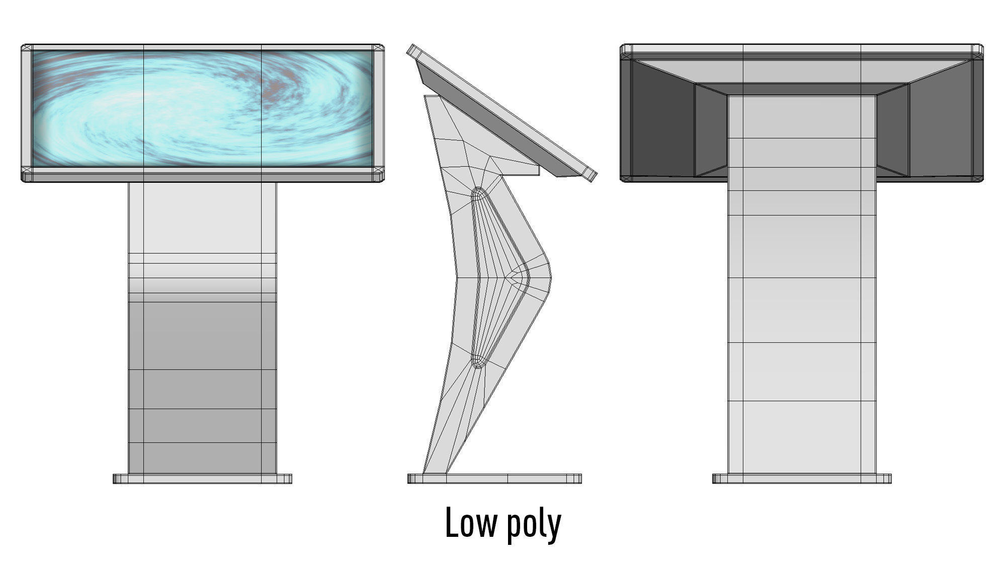 Touch Screen LCD Stand Display Kiosk Low-poly 3D model_10