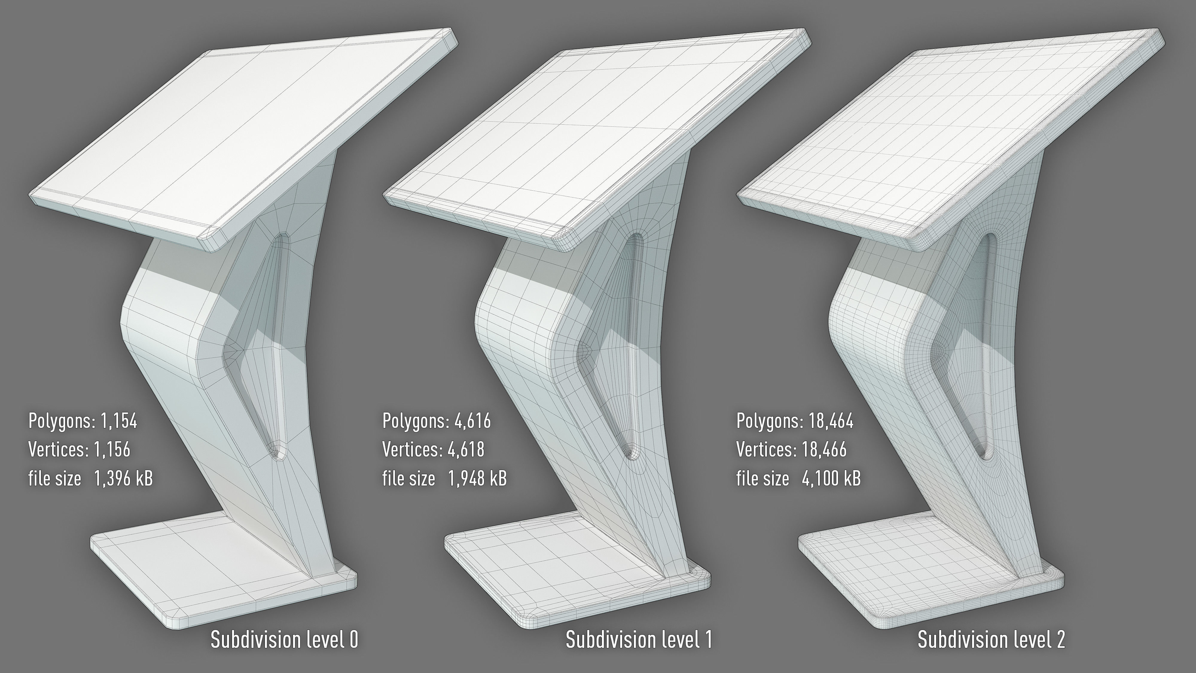 Touch Screen LCD Stand Display Kiosk Low-poly 3D model_9