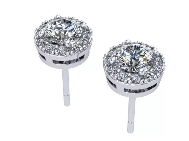 Round Diamond Earrings Free 3D print model