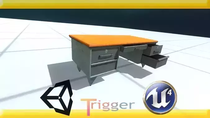 Wooden Desk Unity Free low-poly 3D model