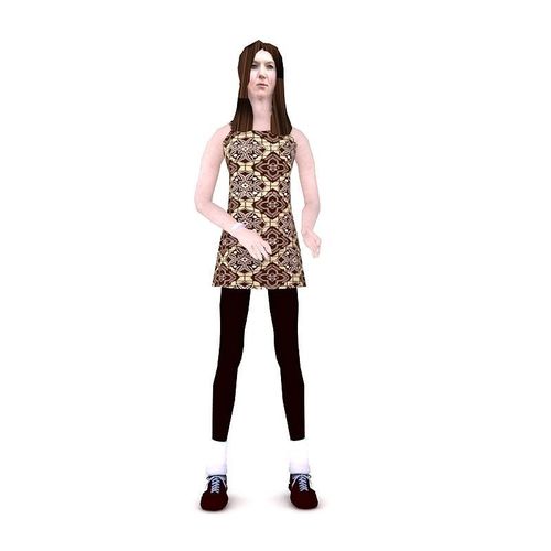 low poly female girl in dress and leggings free VR / AR / low-poly 3D ...