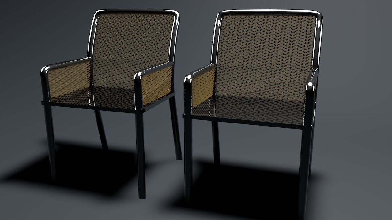 chairs and table Low-poly 3D model_8
