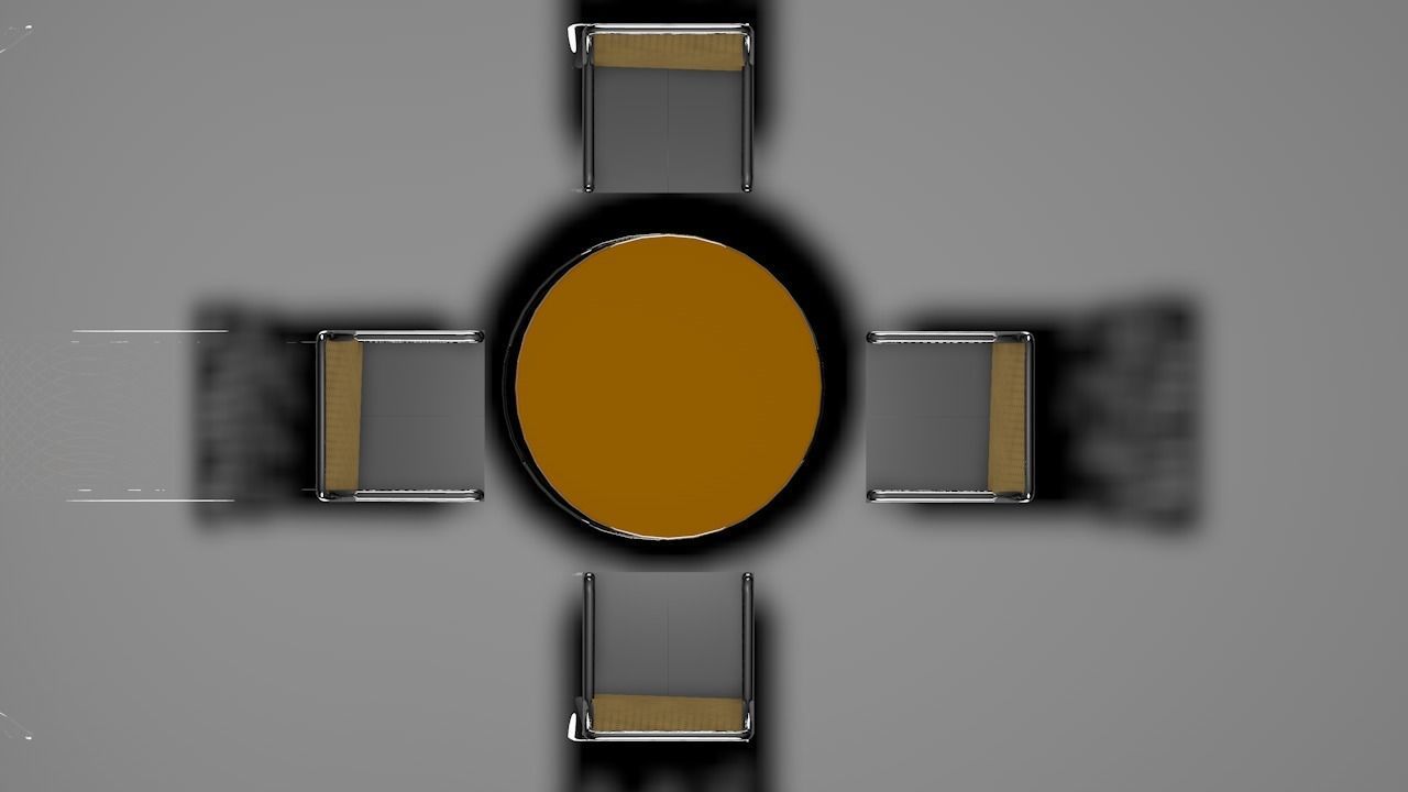 chairs and table Low-poly 3D model_9