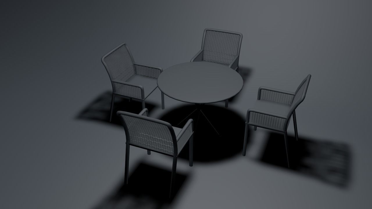 chairs and table Low-poly 3D model_10