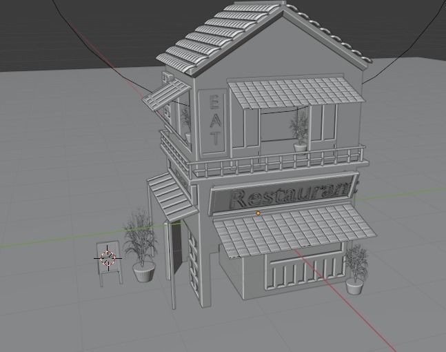 Traditional Japanese Shop or Restraurent Low-poly 3D model_4