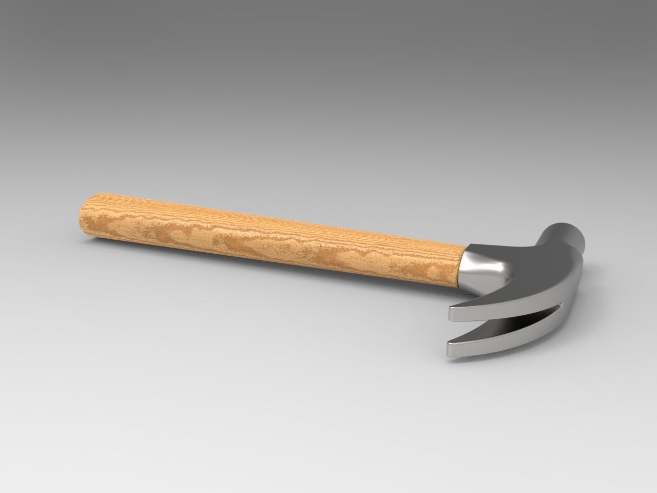 Hammer with wooden handle 3D model_13