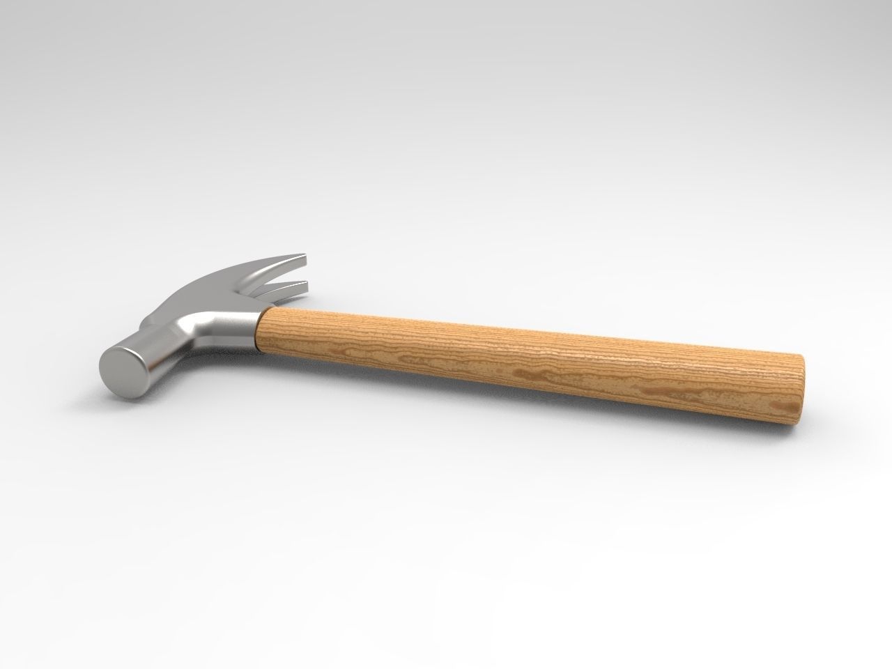 Hammer with wooden handle 3D model_11