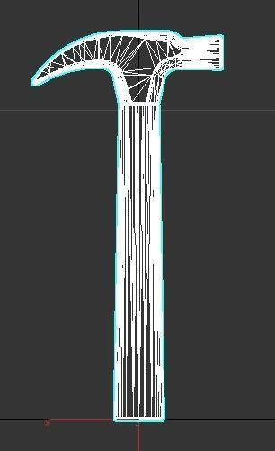 Hammer with wooden handle 3D model_2