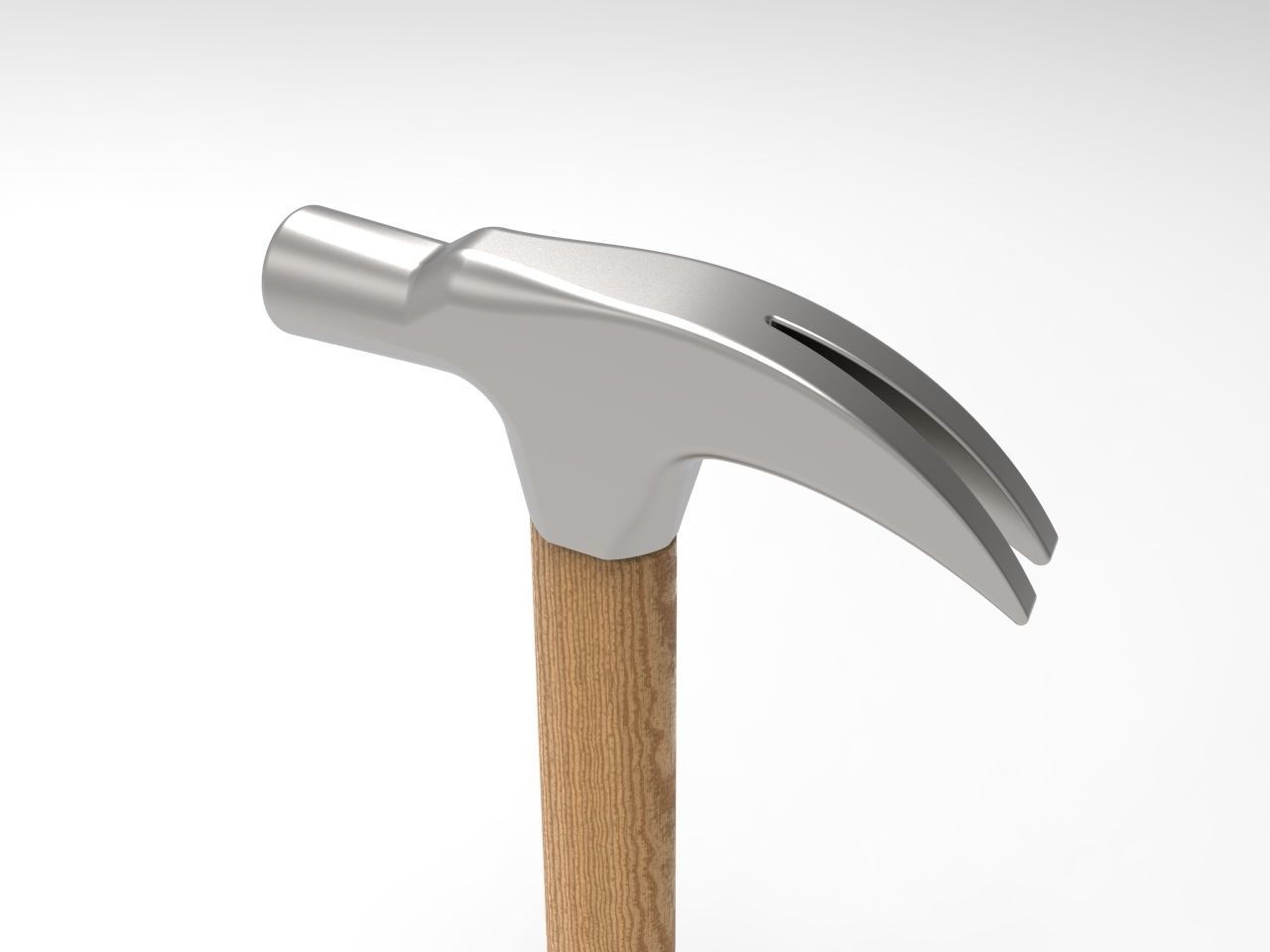 Hammer with wooden handle 3D model_7