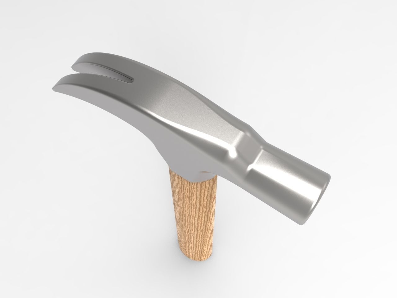 Hammer with wooden handle 3D model_9