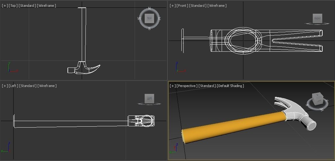 Hammer with wooden handle 3D model_5