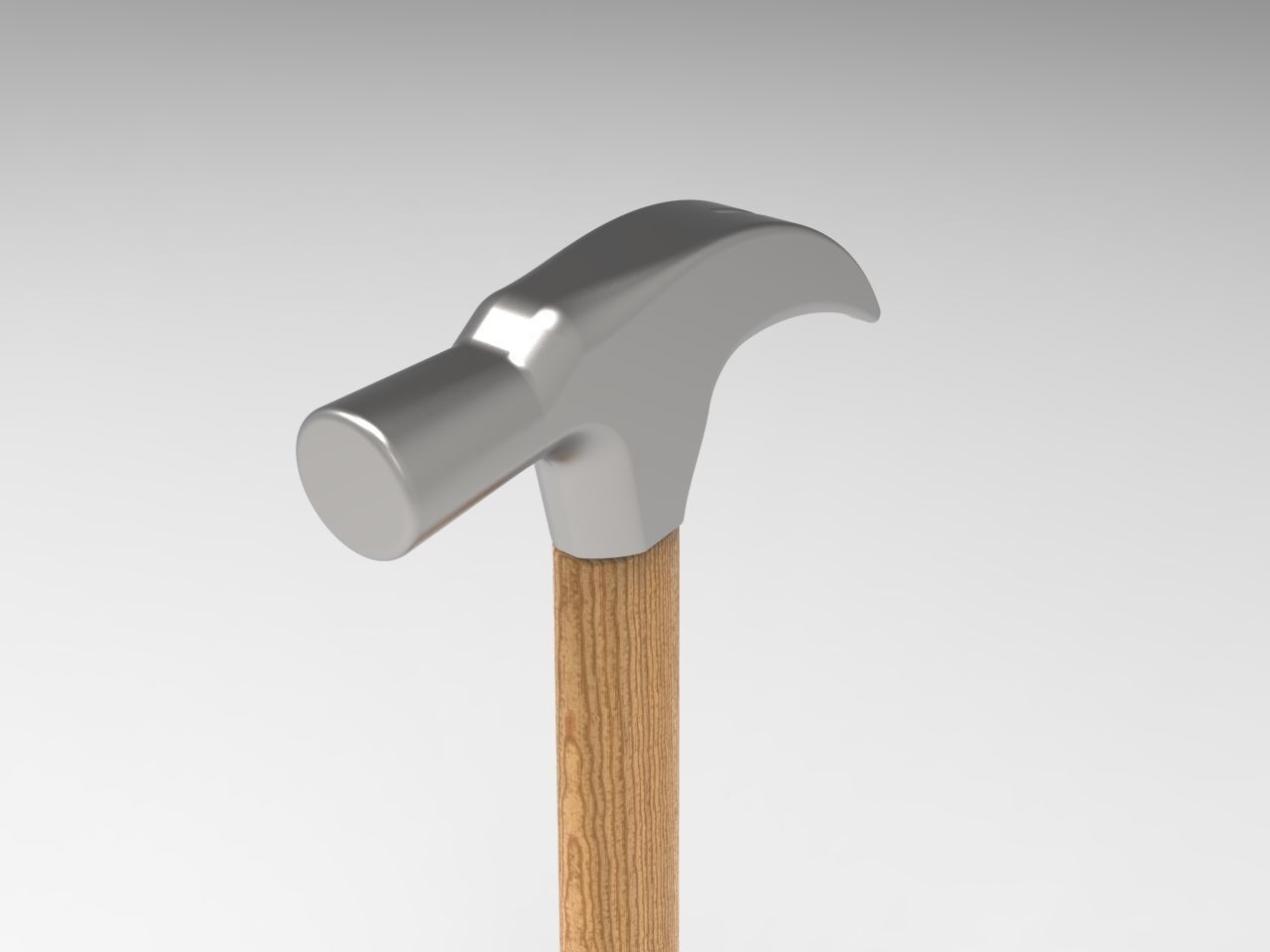 Hammer with wooden handle 3D model_8