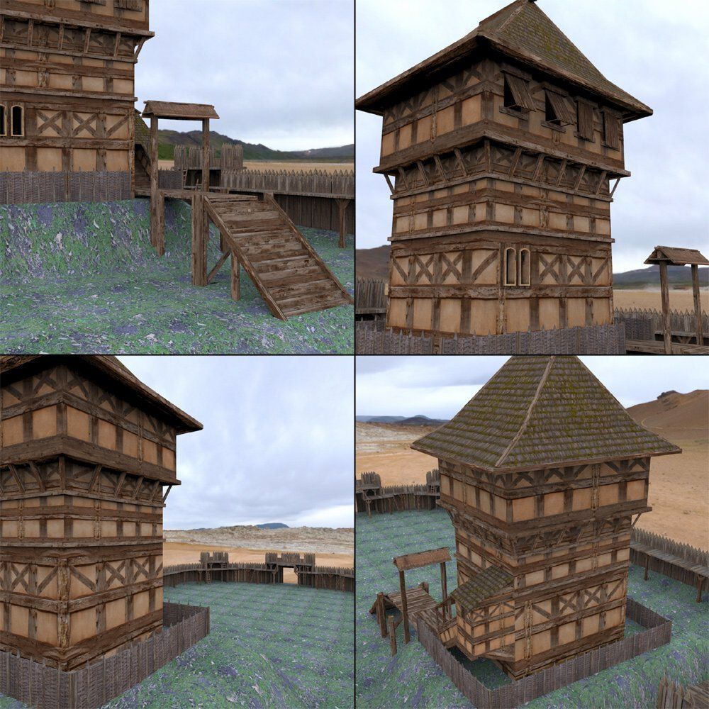Castle Keep And Tower Low-poly 3D model_3