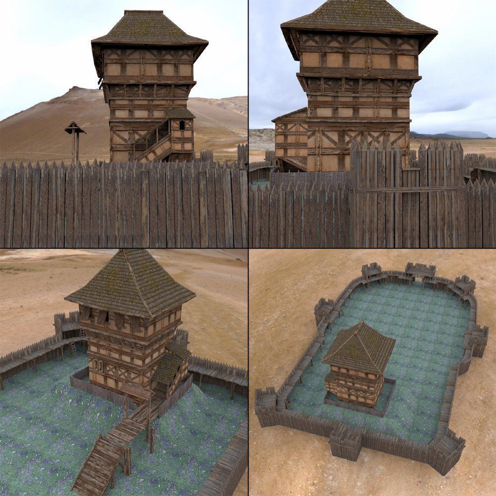 Castle Keep And Tower Low-poly 3D model_1