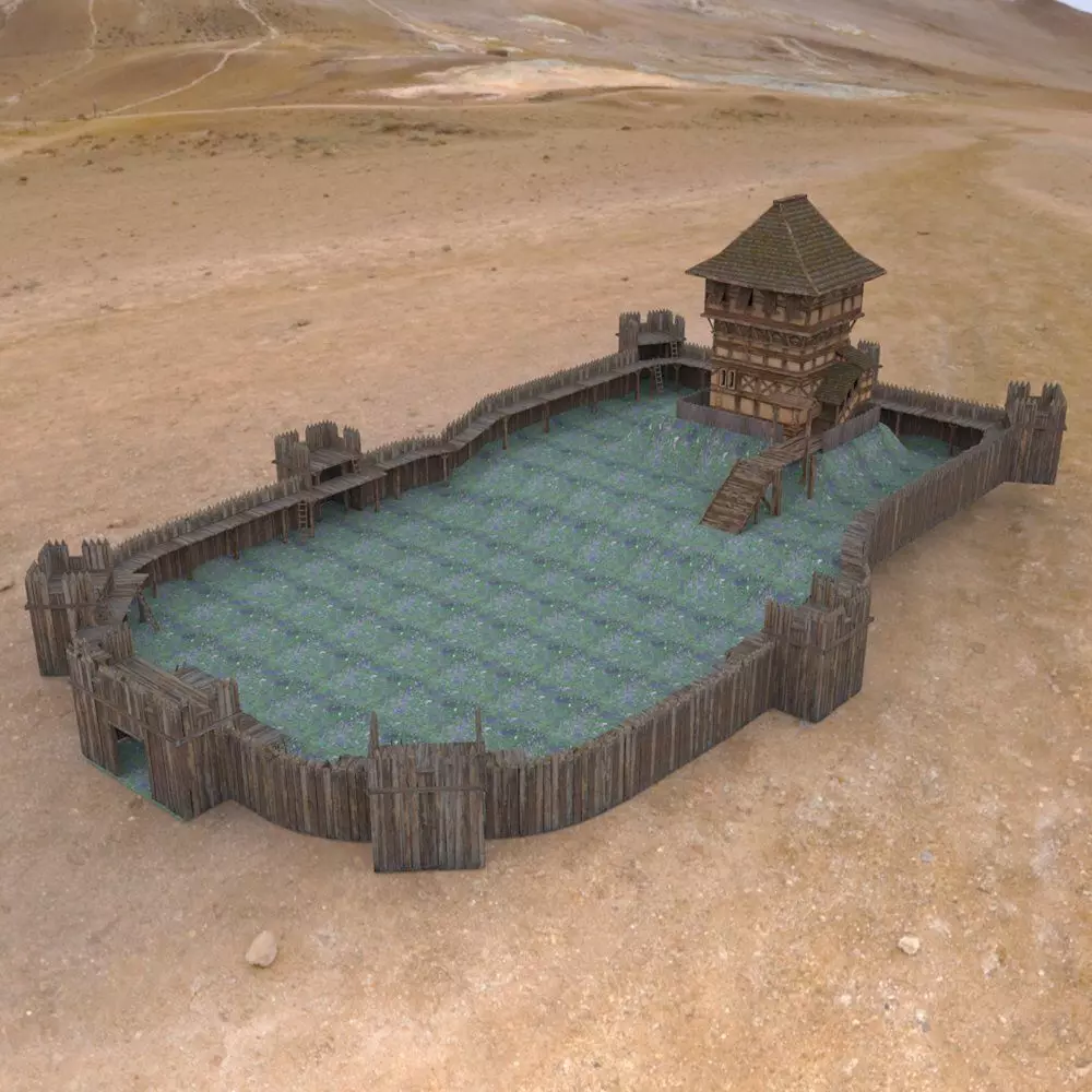 Castle Keep And Tower Low-poly 3D model_0