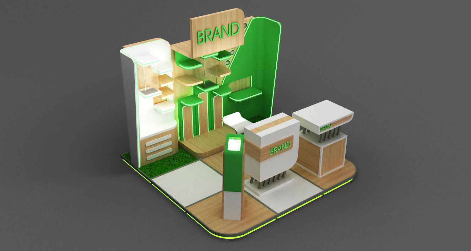 BOOTH MODULAR 3X3 meter Low-poly 3D model_4