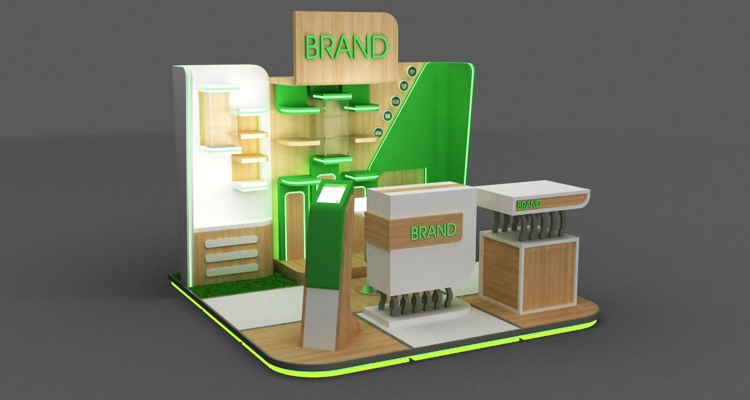 BOOTH MODULAR 3X3 meter Low-poly 3D model_1
