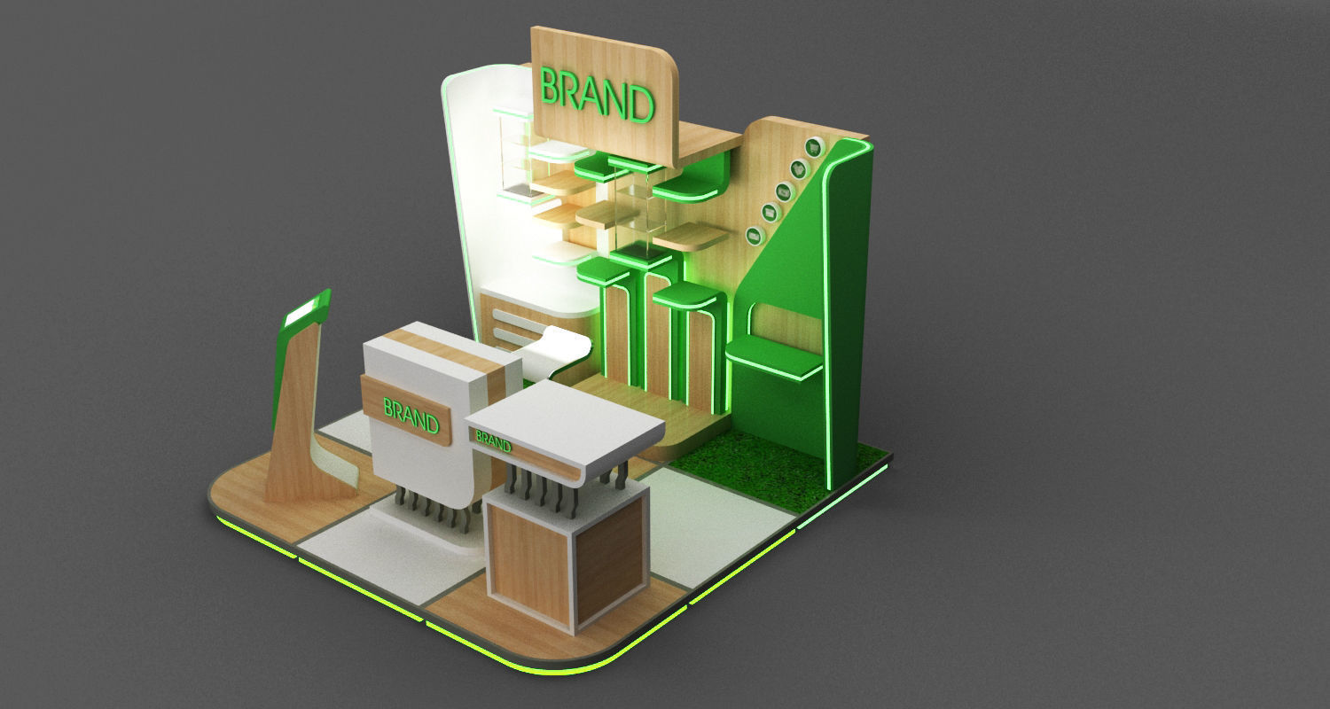 BOOTH MODULAR 3X3 meter Low-poly 3D model_2