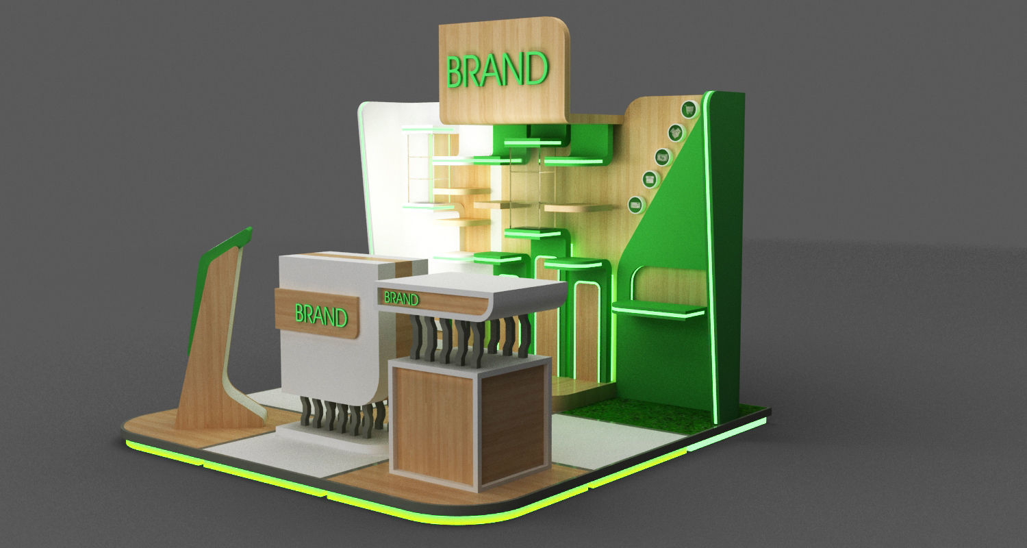 BOOTH MODULAR 3X3 meter Low-poly 3D model_3