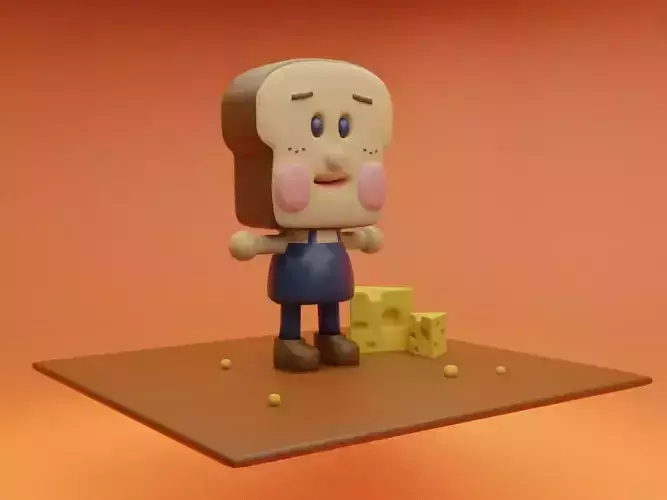 Bread man character 3D model