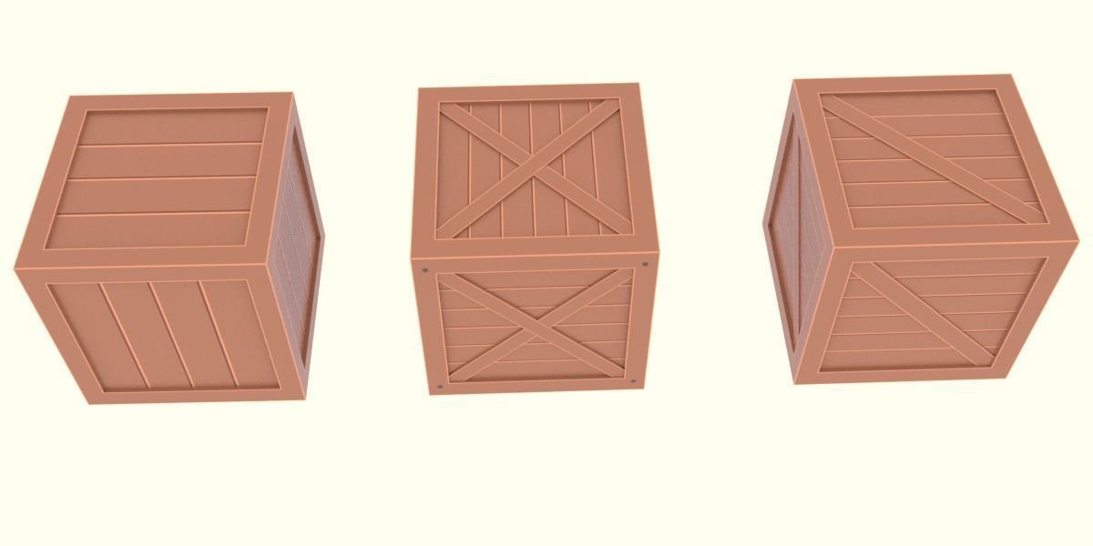 Low Poly Cartoon Crates Low-poly 3D model_2