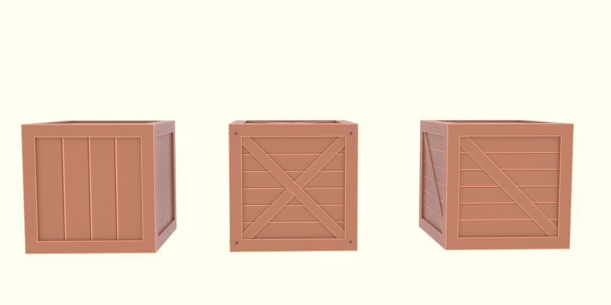 Low Poly Cartoon Crates Low-poly 3D model_1