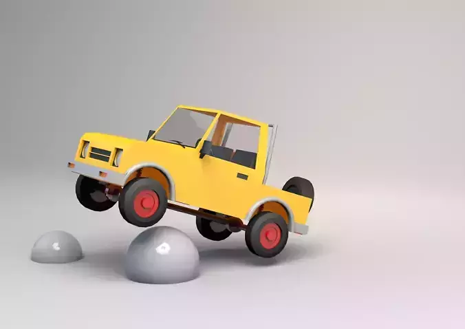 Low poly cartoon SUV truck