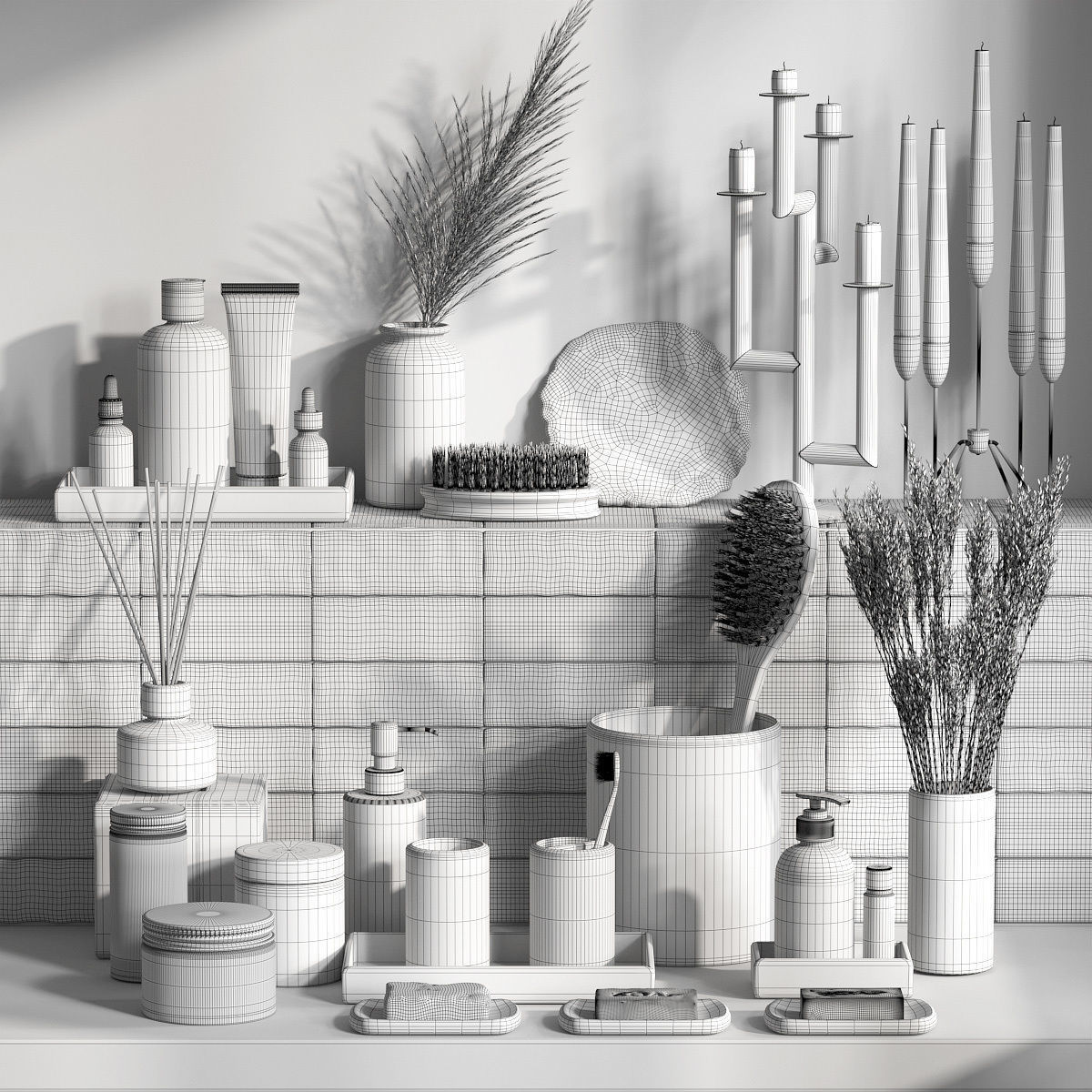 Big Set Of Bathroom Decor 3D model_1