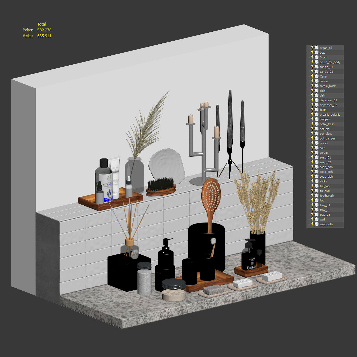 Big Set Of Bathroom Decor 3D model_9