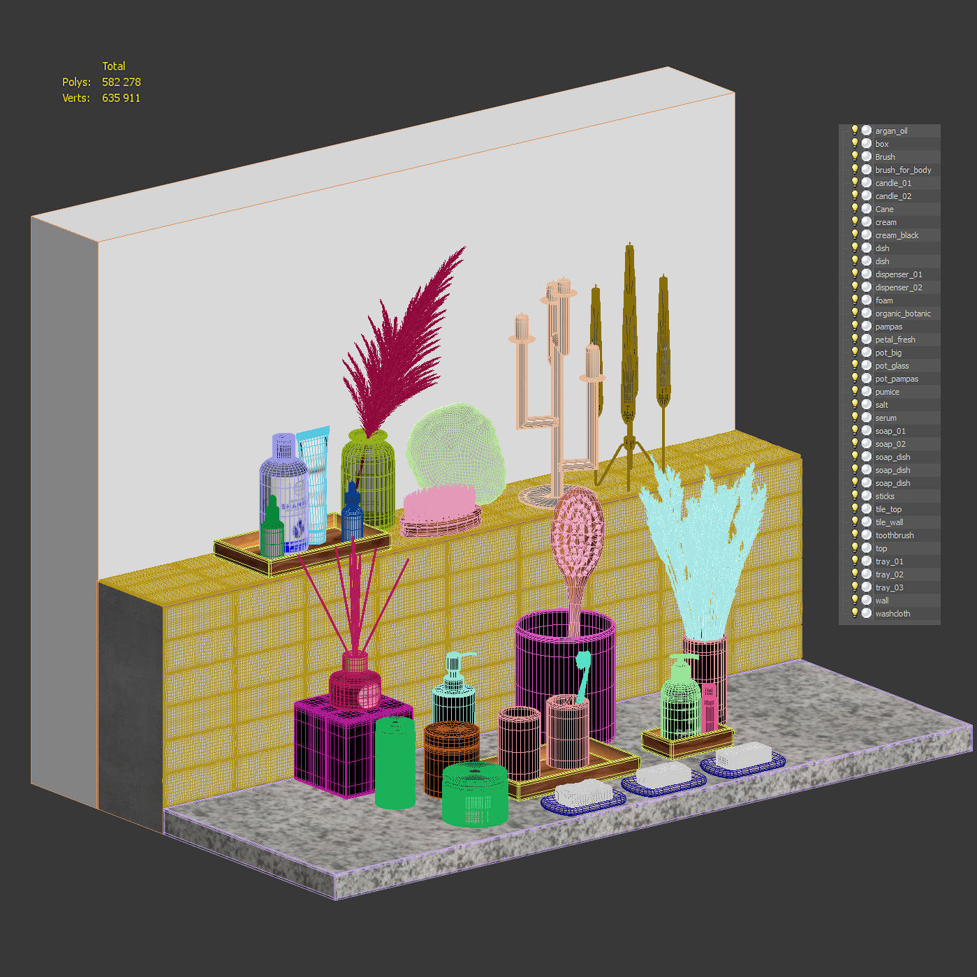 Big Set Of Bathroom Decor 3D model_10