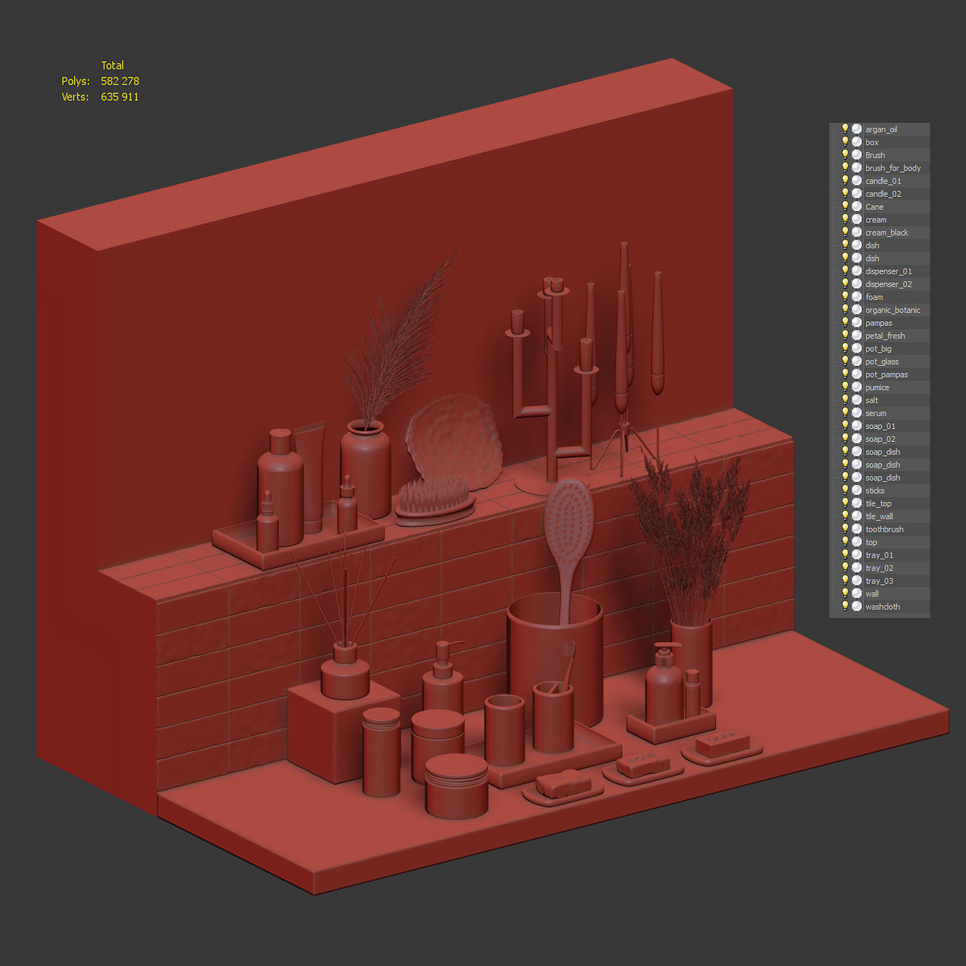 Big Set Of Bathroom Decor 3D model_11