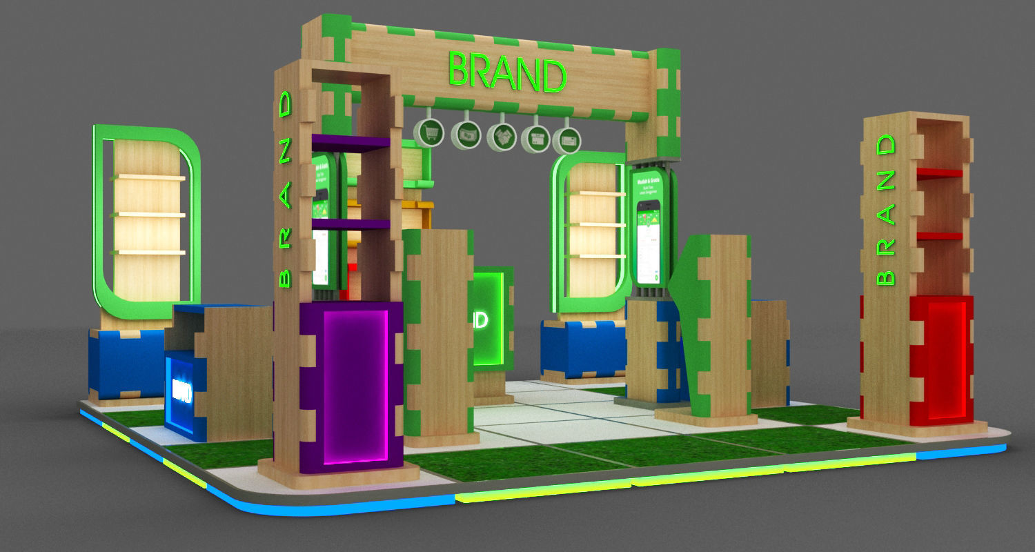 EXHIBITION BOOTH 5X5 MODULAR Low-poly 3D model_4