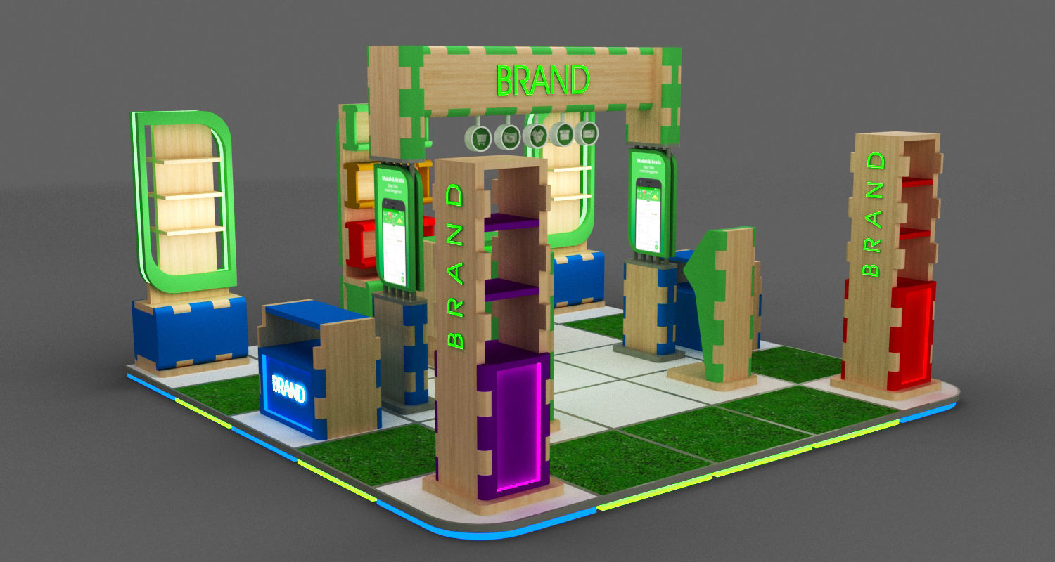 EXHIBITION BOOTH 5X5 MODULAR Low-poly 3D model_2