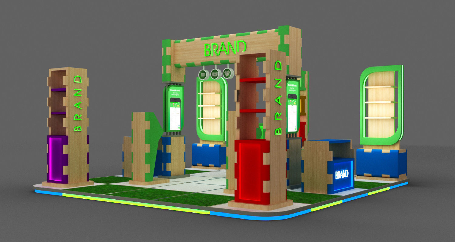 EXHIBITION BOOTH 5X5 MODULAR Low-poly 3D model_5