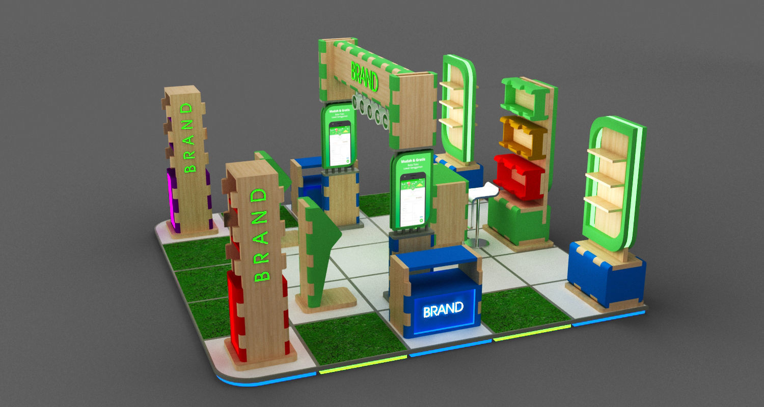 EXHIBITION BOOTH 5X5 MODULAR Low-poly 3D model_6
