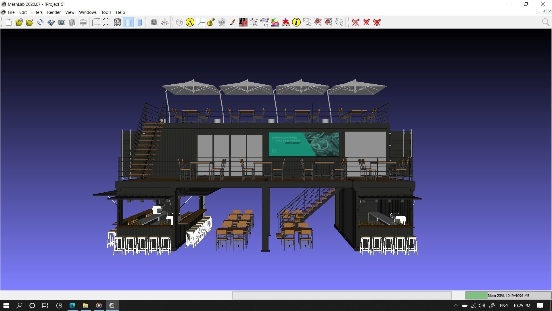 Shipping Container Cafe and Restaurant 3D model_6