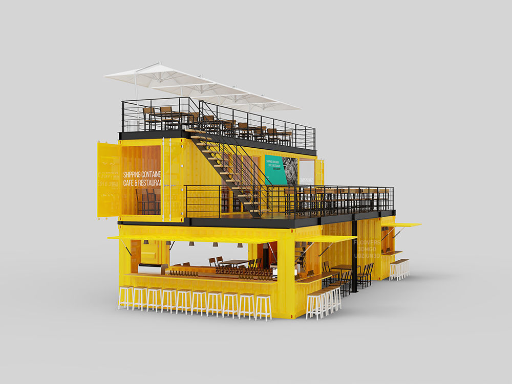 Shipping Container Cafe and Restaurant 3D model_3