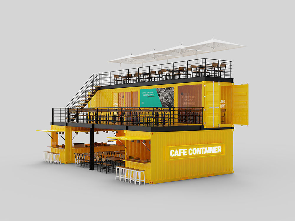 Shipping Container Cafe and Restaurant 3D model_2