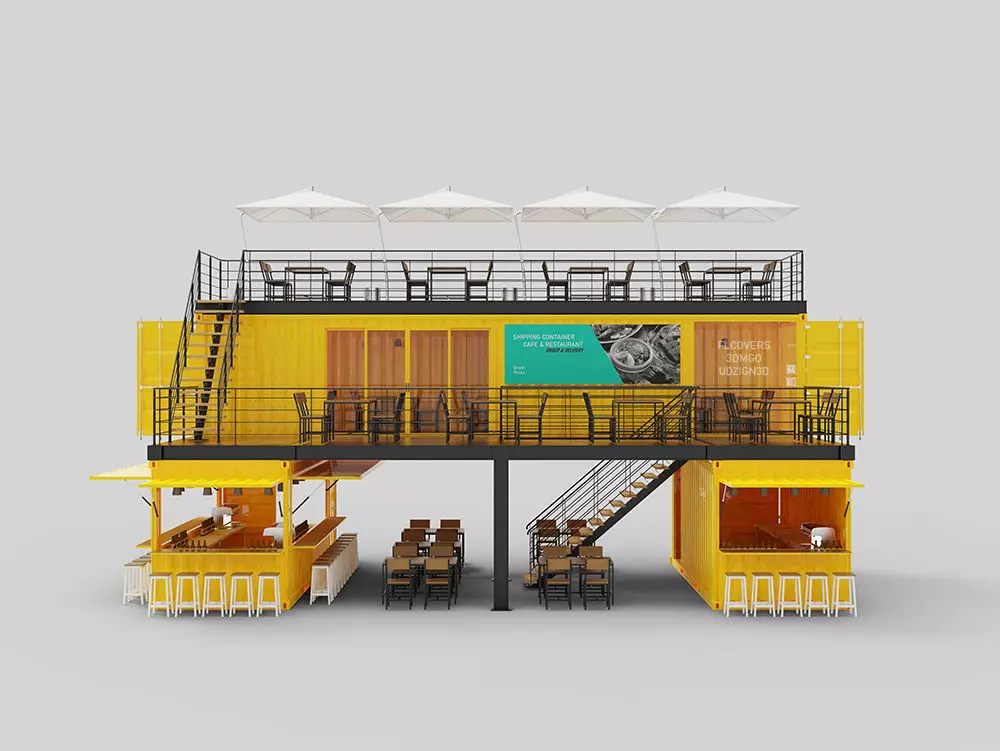 Shipping Container Cafe and Restaurant 3D model_0