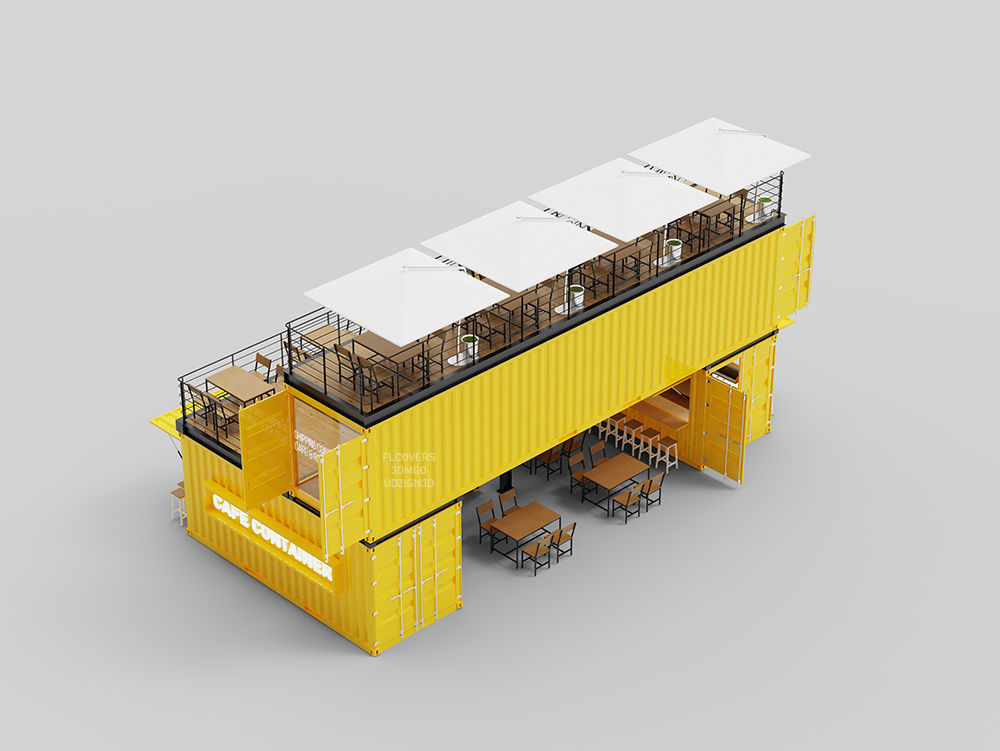 Shipping Container Cafe and Restaurant 3D model_5