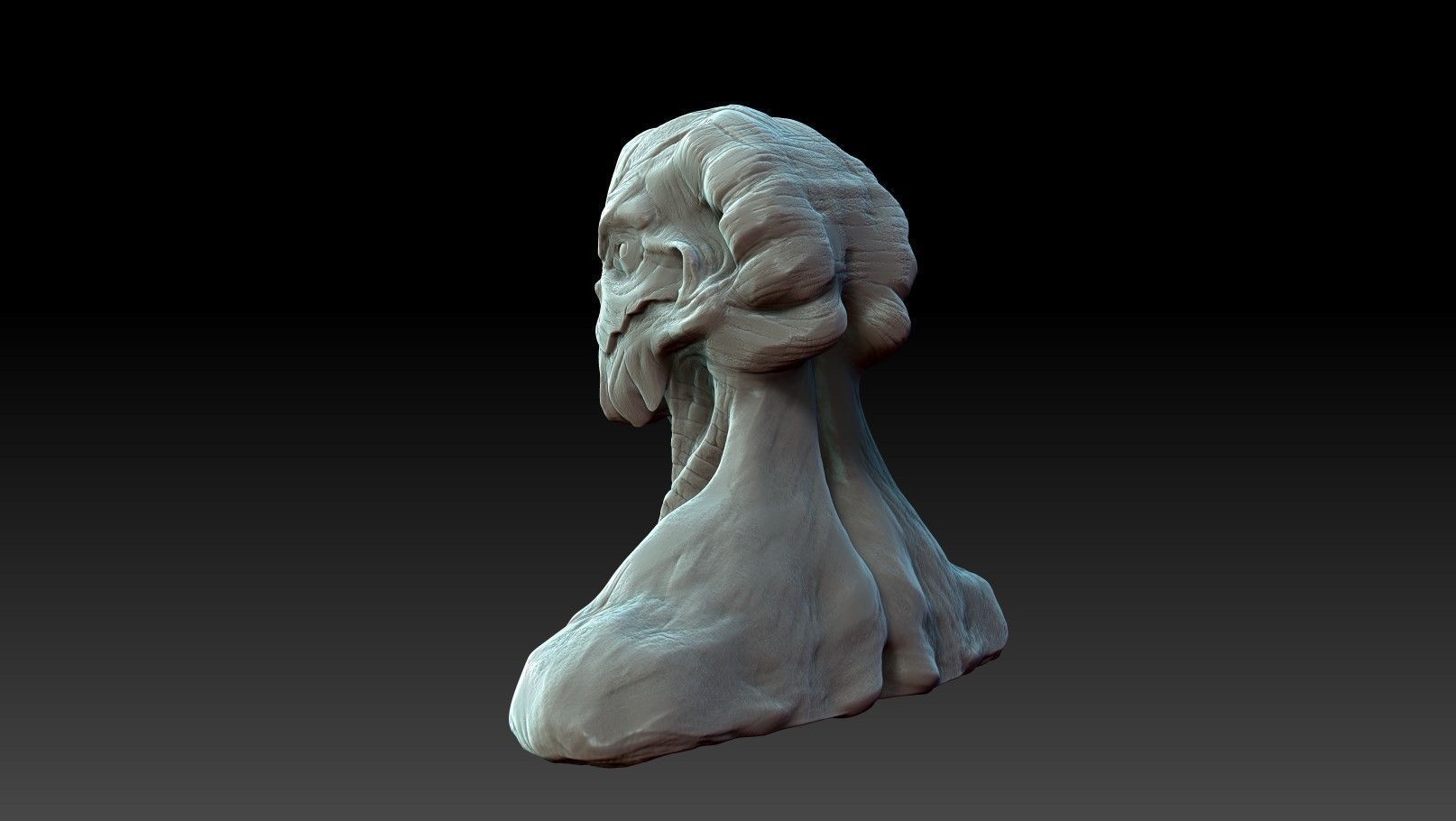 Alien Bust 3D model_3