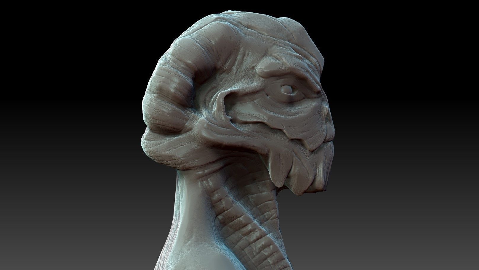 Alien Bust 3D model_4
